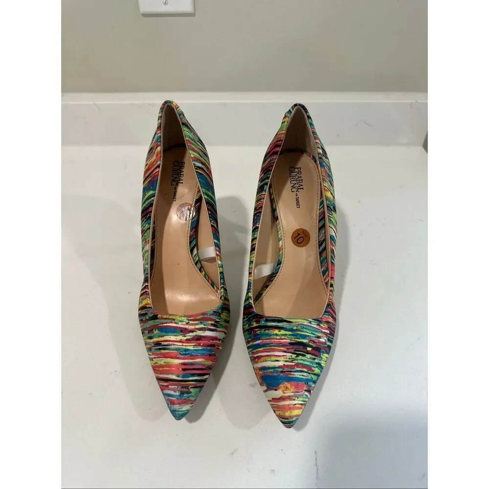 Prabal Gurung for Target Multicolor Striped Stiletto Pumps Size 10